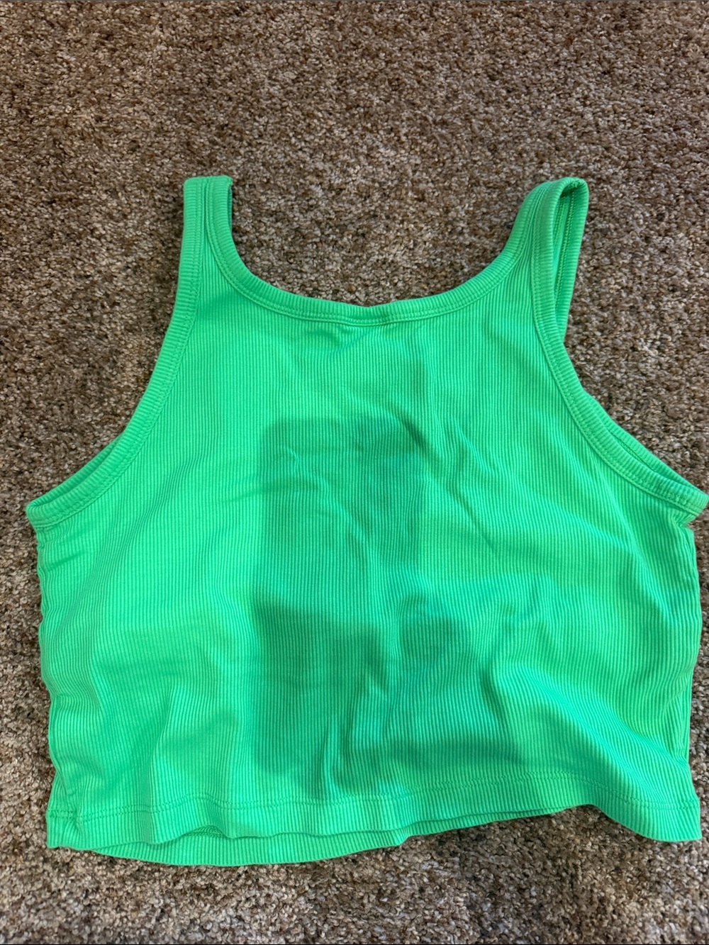 PINK Victoria's Secret Ribbed Crop Tank in Neon Green - Picture 2 of 3